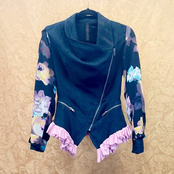 Unique Steampunk Style Blazer Women's Zip Up Light Weight Moto Jacket - Picture 1 of 10